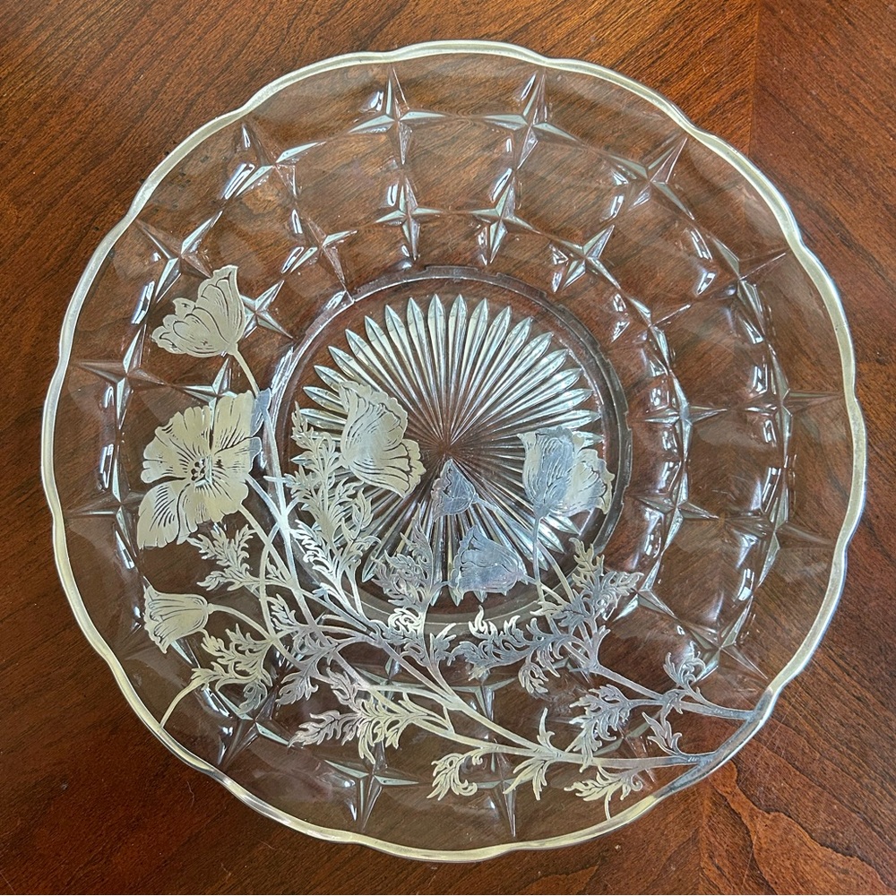 Vintage Cambridge silver overlay platter